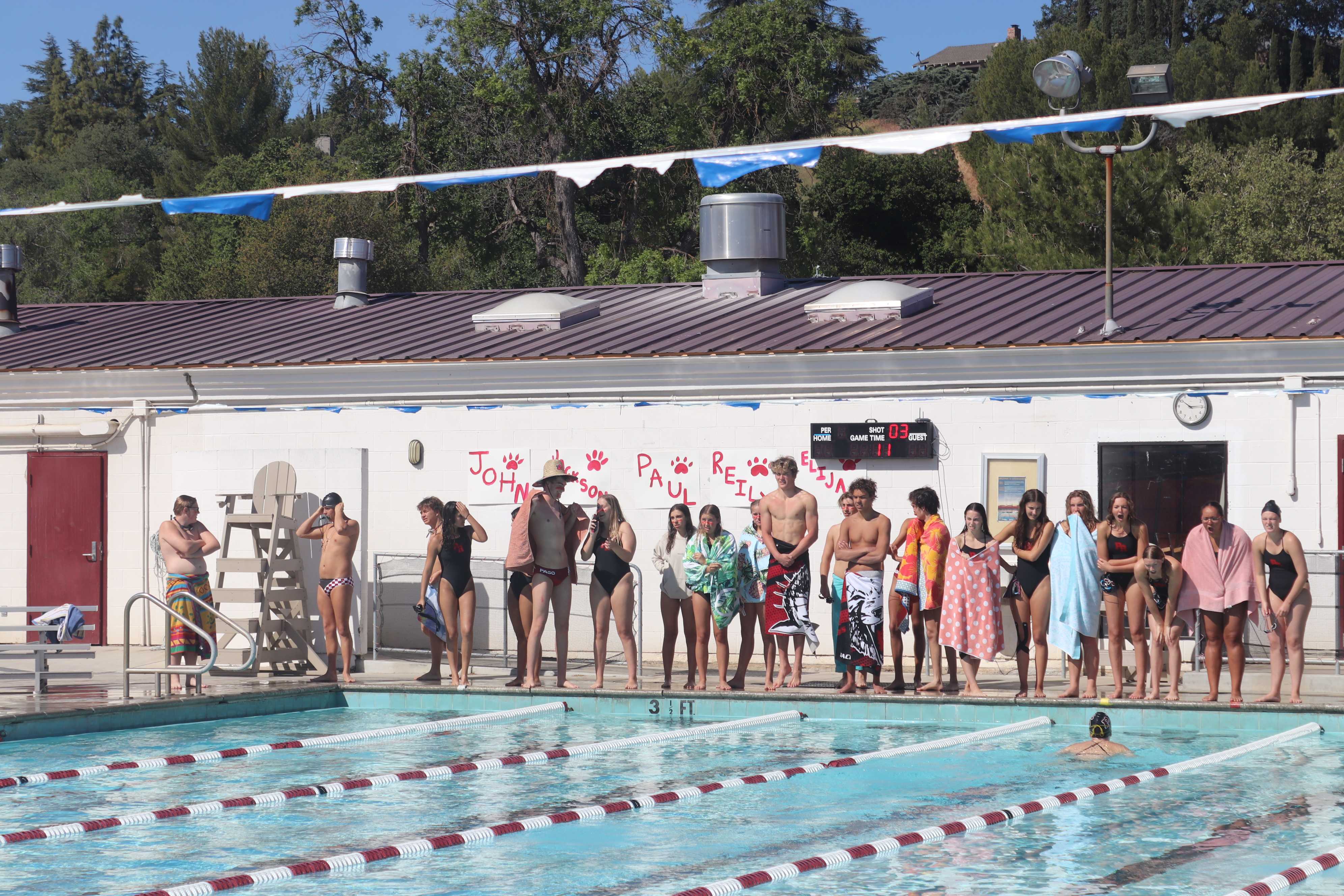 The team lines up to watch the first relay.